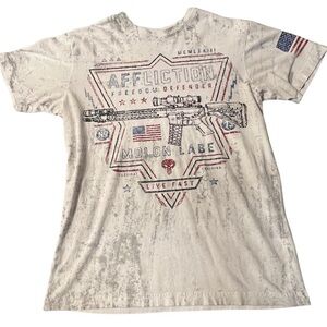 Affliction Freedom Defender Tee in Gray and Black